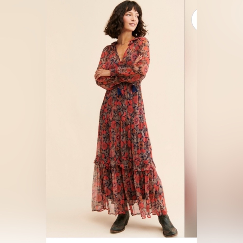 Anthropologie Marais Printed Chiffon Maxi Dress - Picture 2 of 8